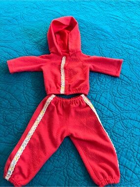 Doll clothing Red Hooded Fleece Baby Jacket with Trim